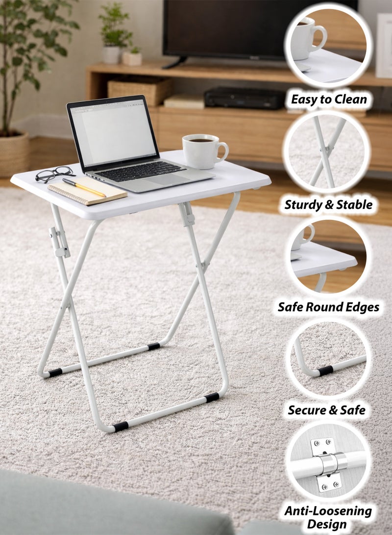 Toshionics Multi-Function Folding Table 60×40×70cm | Sofa Side Table, Laptop Desk, Coffee & Dinner Table | Wooden MDF Top with Steel Frame | Portable Black Foldable Home Office Table - Image 4